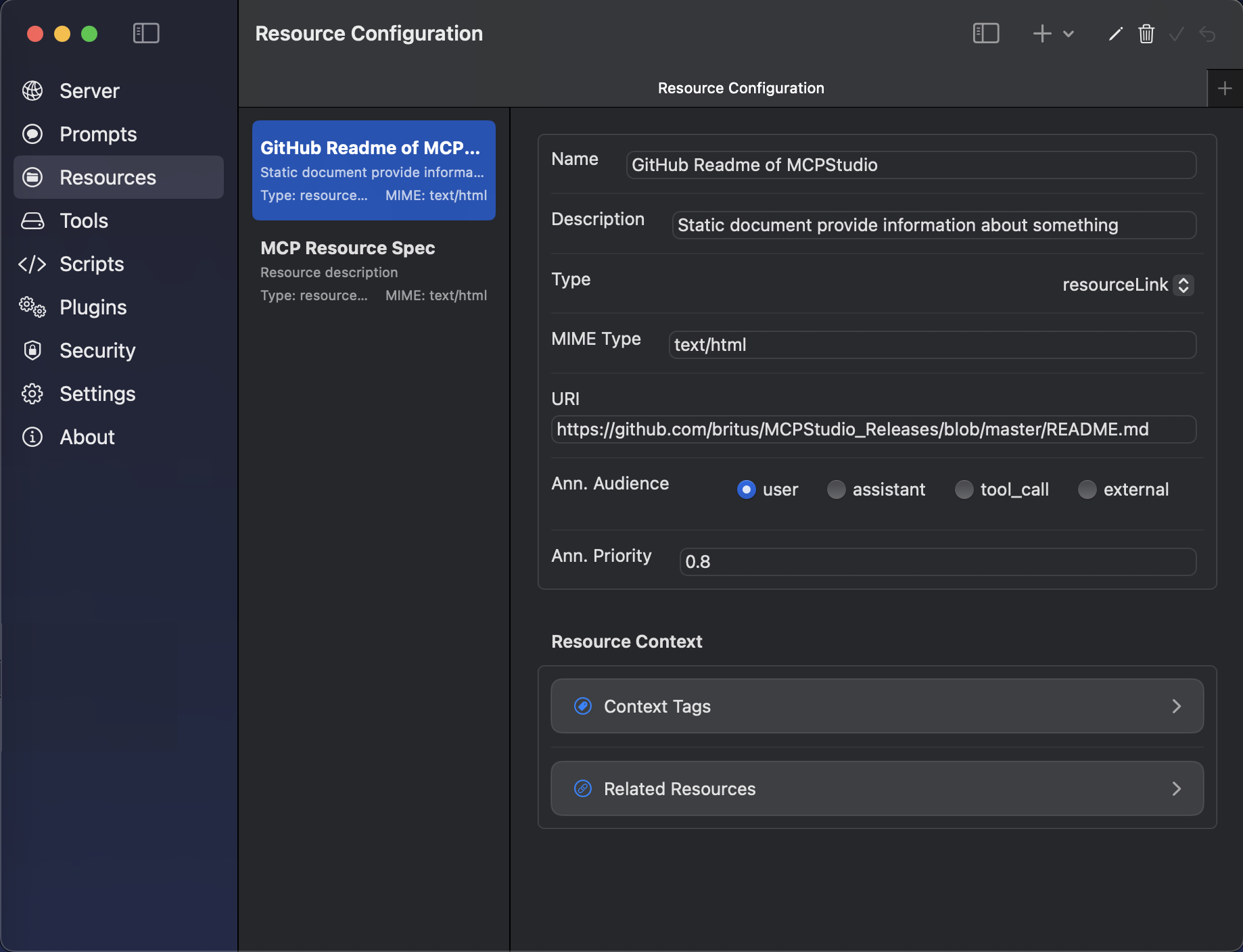 EoF MCP Studio - Resource Configuration