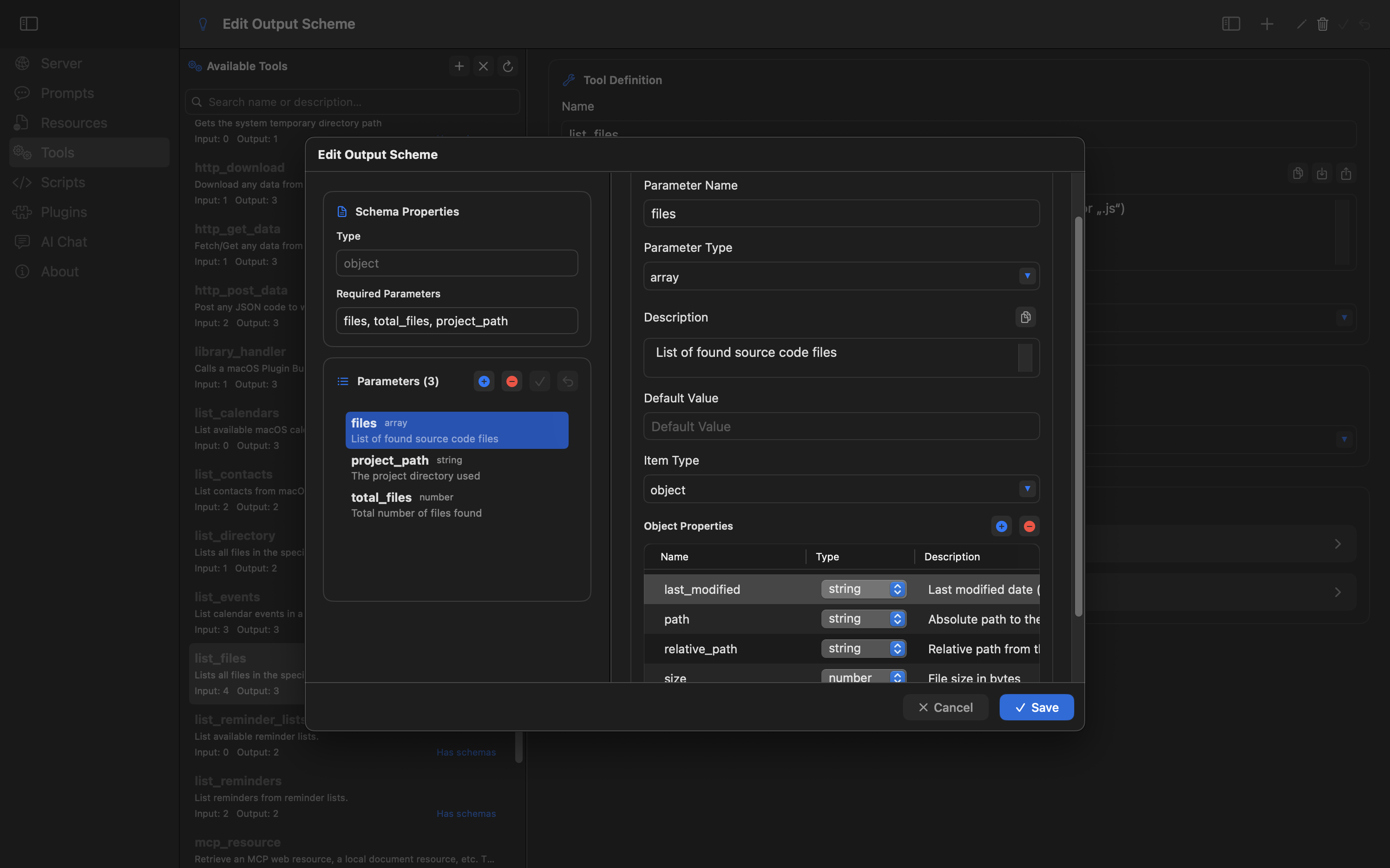 EoF MCP Studio - Tool In-/Output Schema